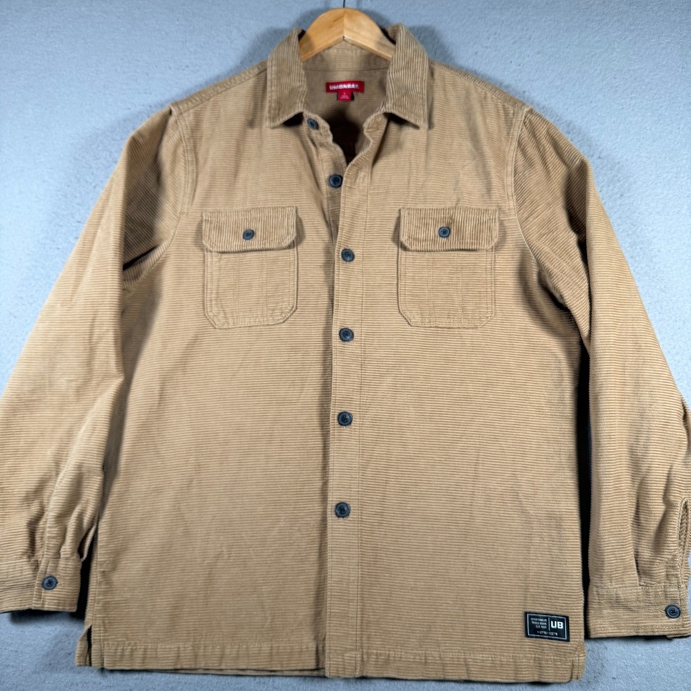 Unionbay Mens Tan Corduroy Button Down Shirt Long Sleeve Workwear YT33316 Large